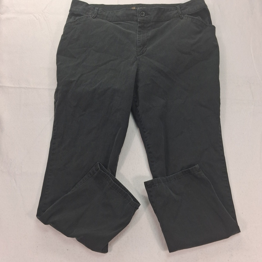 Lee Pants Womens 18W Relaxed Fit Straight Leg Black Mid Rise EUC